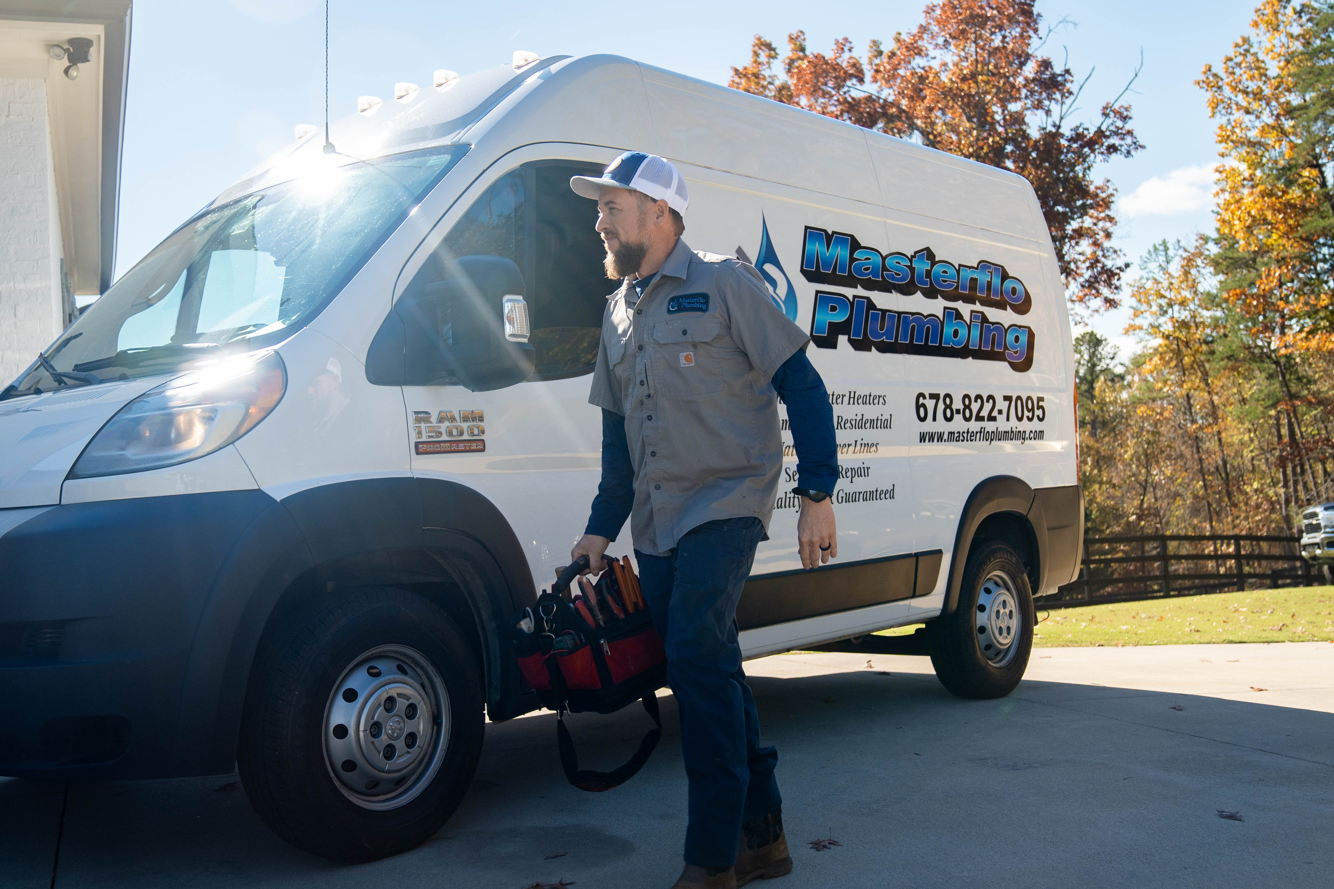 MasterFlo Plumbing team and service van serving Canton & North Georgia